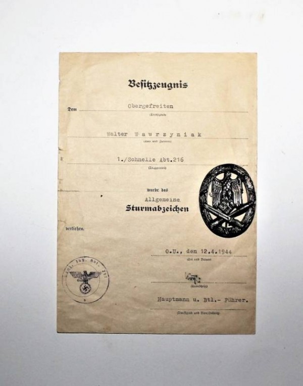 DISTINTIVO GENERICO ASSALTATORE CON CONFERIMENTO