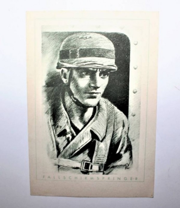 GERMAN POSTCARD PARATROOPER LUFTWAFFE